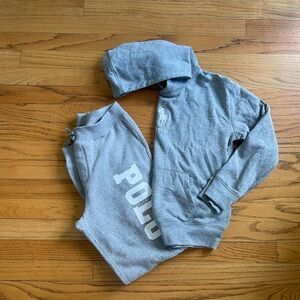 Gray Polo Hoodie and Sweatpants Set